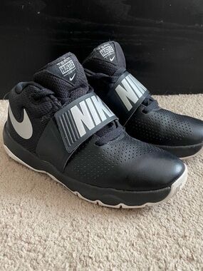 Nike Kids Black and White Strap Sneakers